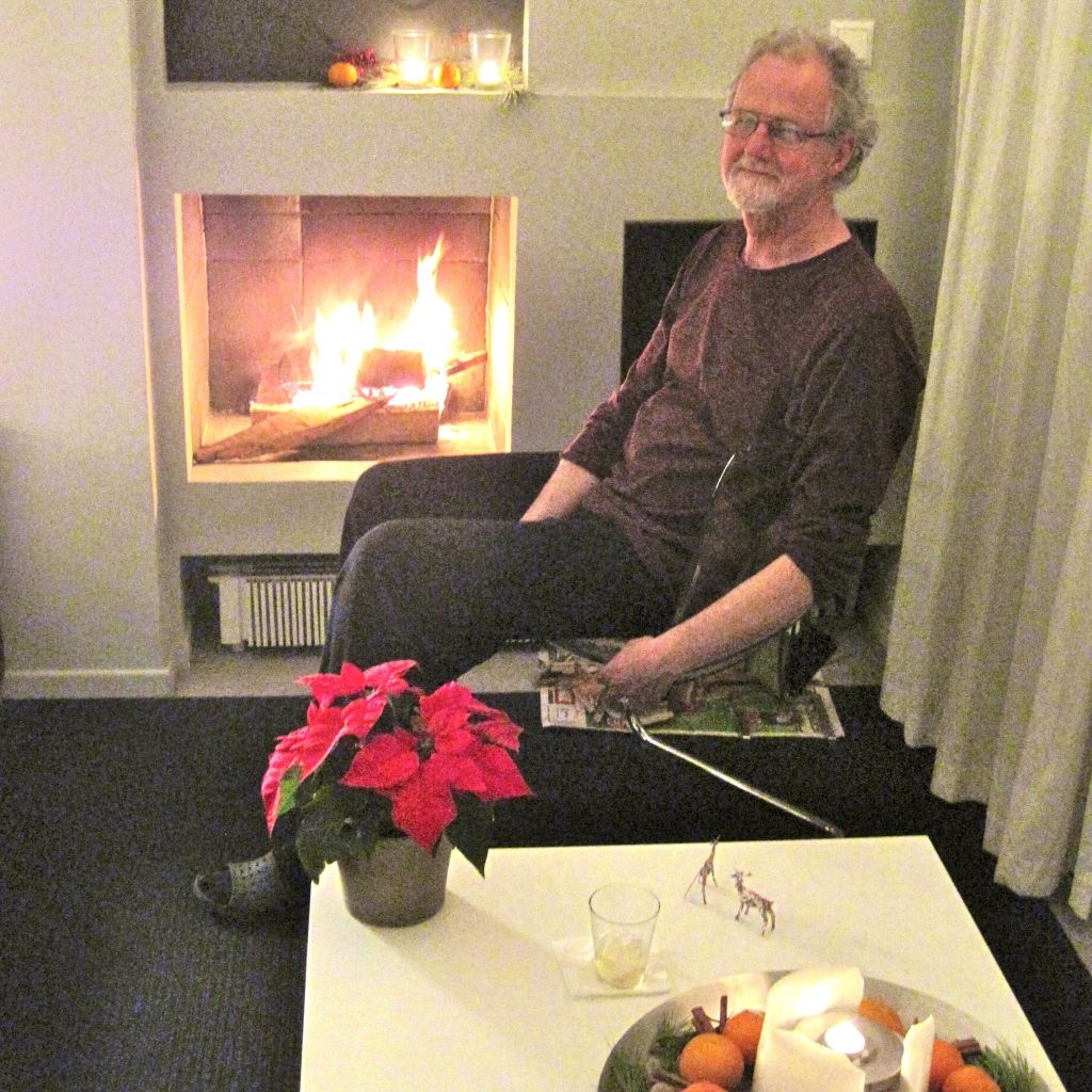 James at Fireplace