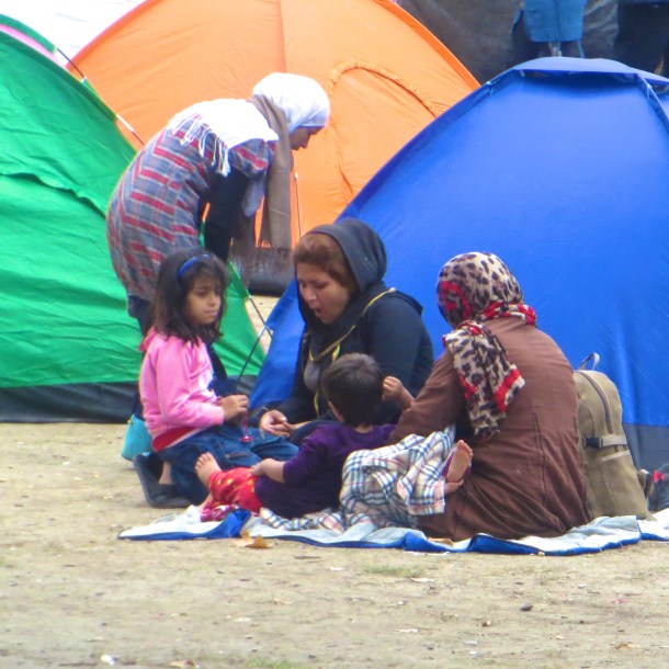 Refugee Family in Belgrade Tent City