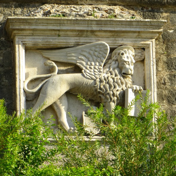 The winged lion of St Mark, Venice’s symbol from when the town was under Venetian rule (1420–1797). 