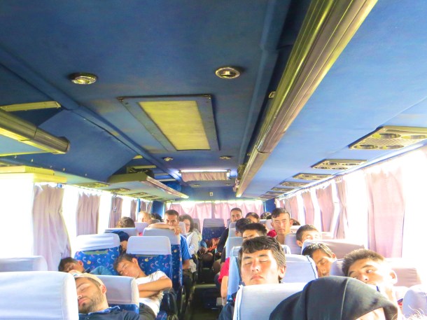 Sleeping Refugees on Bus