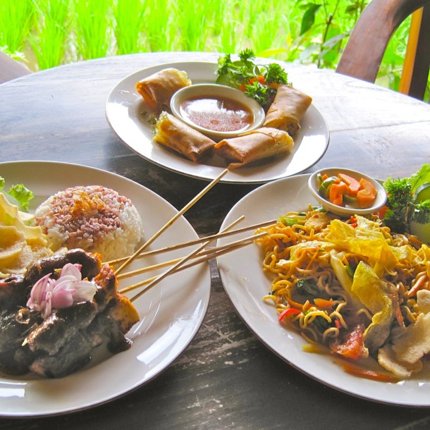 Lumpia, Chicken Sate, Mie Goring