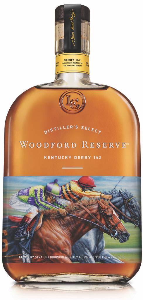 Triple Crown Winner American Pharoah Label on Woodford Reserve Bourbon Bottle